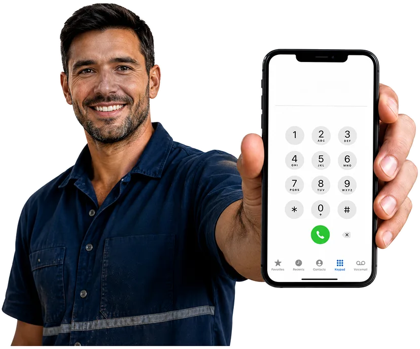 Plumber answering a North Strathfield enquiry by phone