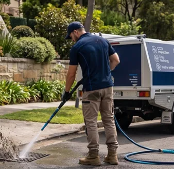 Plumber tracing a drain smell in North Strathfield